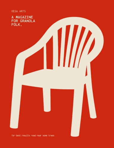 Oesa Arts magazine cover: a cream chair on red